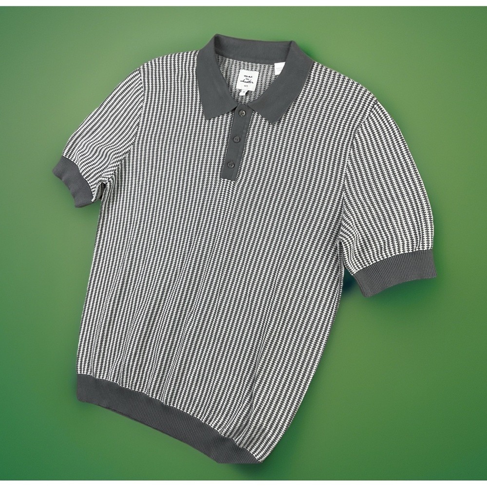 Max 'n Chester Polo Shirt Men Sz M Retro Knit Short Sleeve Pullover Casual‎ Gray